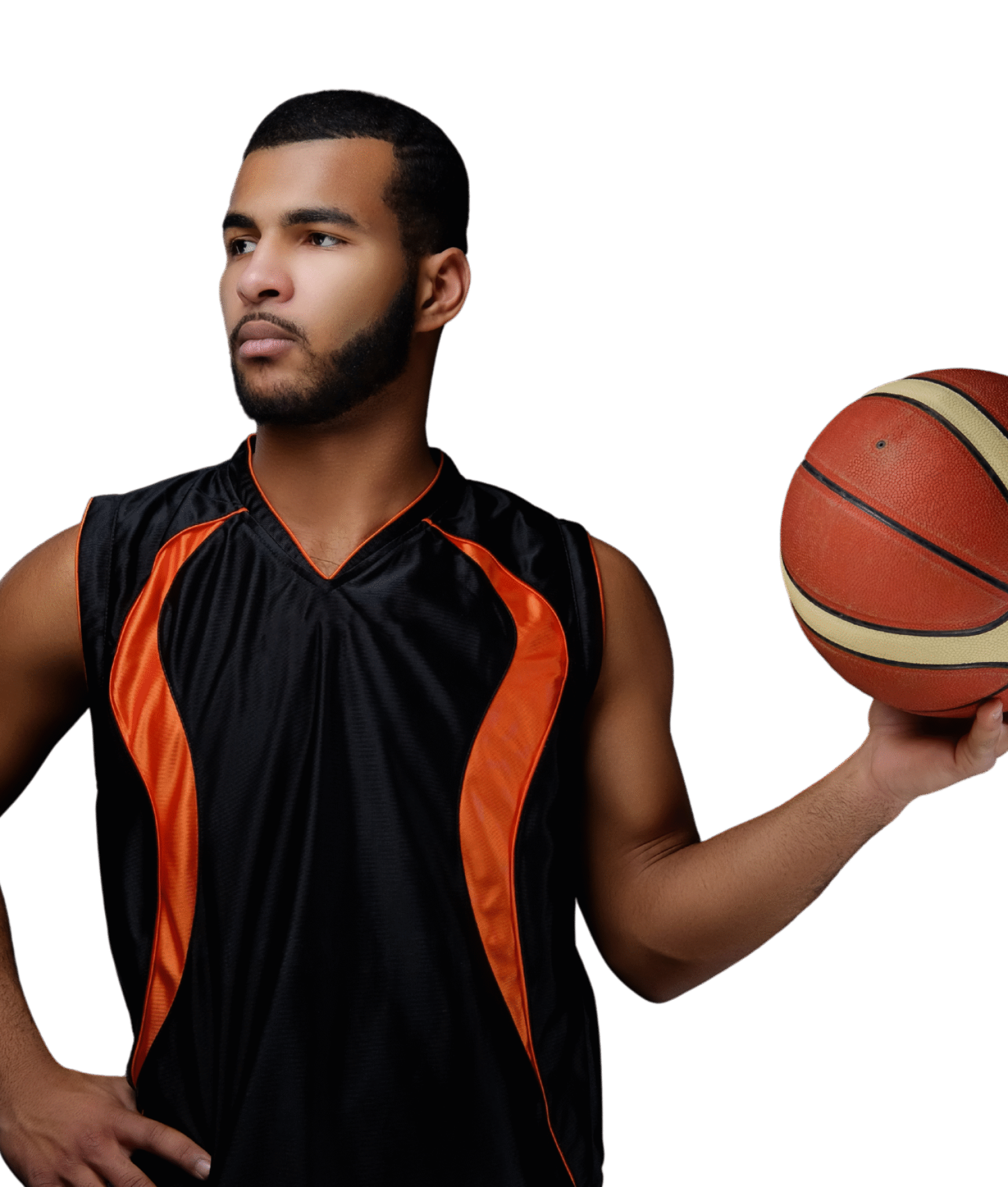 Young African-American Basketball Player in Sportswear in a Dark - Edited